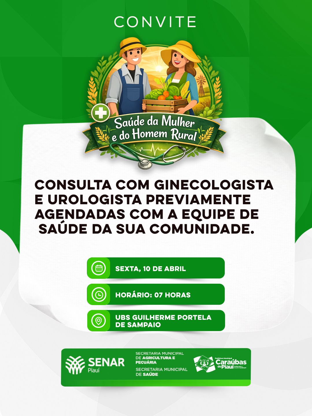 Prefeitura de Caraúbas do Piauí realizará ação de saúde com atendimentos especializados para a população rural