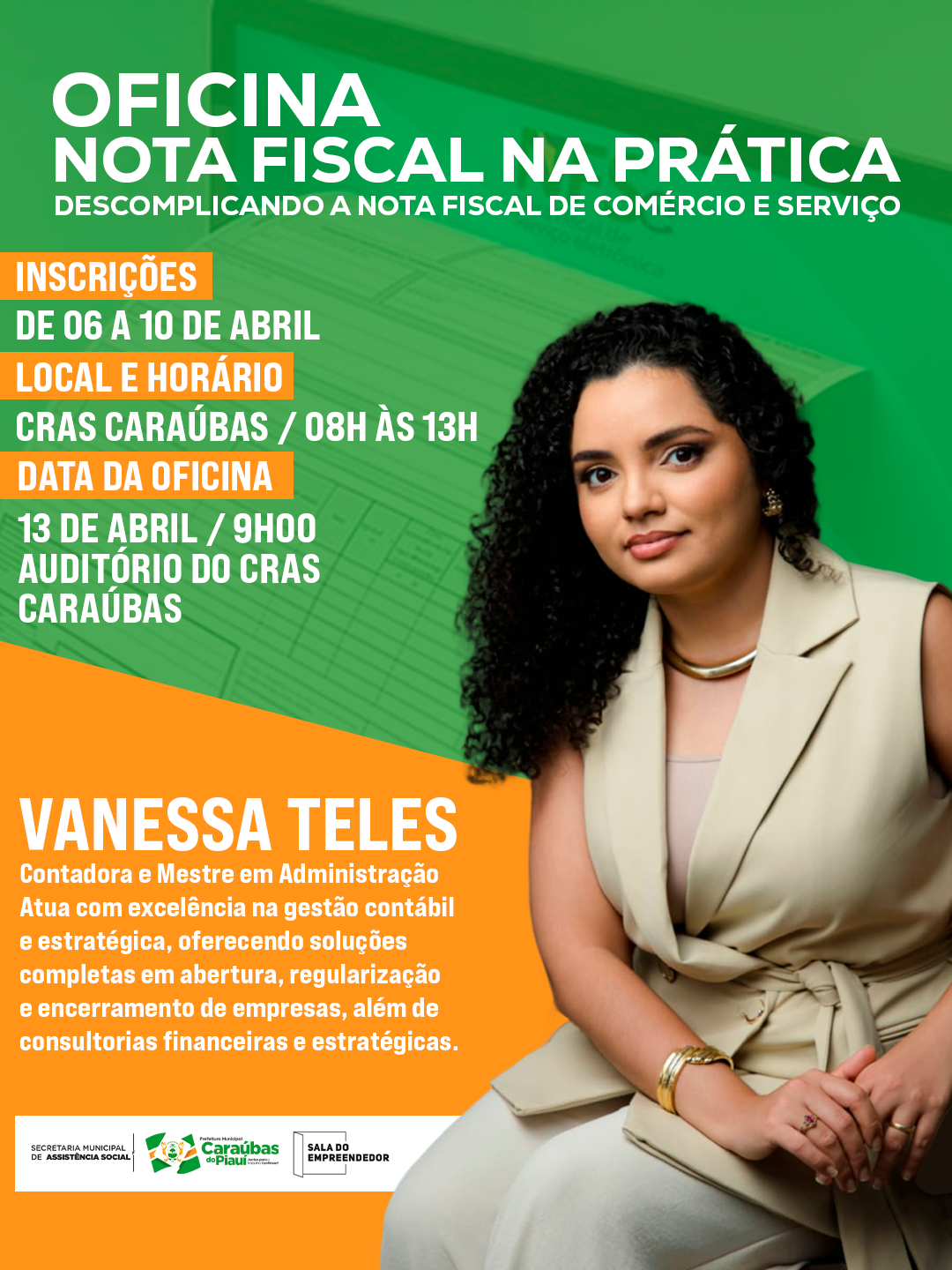 Prefeitura de Caraúbas do Piauí promoverá oficina “Nota Fiscal na Prática” para empreendedores